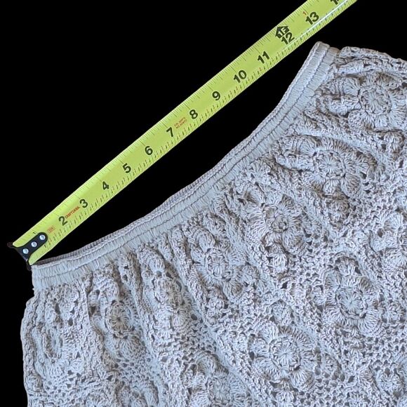 Ecru Crochet Boho Midi Skirt Cotton Sz M Slip Lining Philippines Doily Skirt - Picture 13 of 16